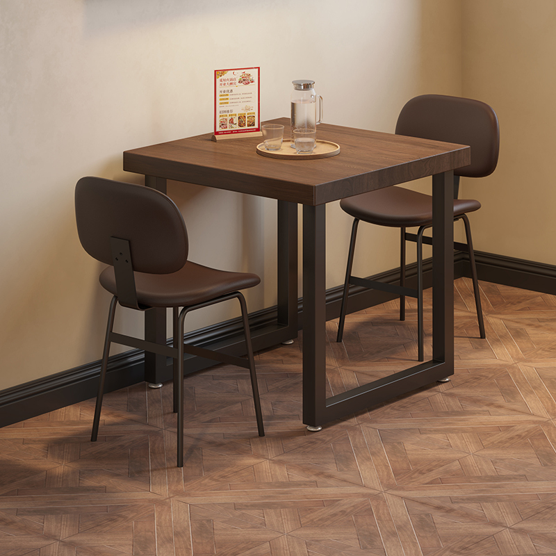 Solid Wood Small Square Table Dining Table and Chair Set Coffee Shop Hotel Meeting Table Restaurant Dining Table Retro Style