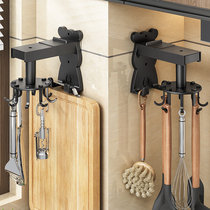 Kitchen rotating hook wall-mounted punch-free multi-functional storage rack kitchen utensil storage rack spatula spoon spatula hanging rack