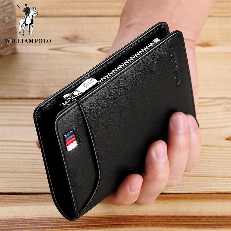 Emperor Ralph Lauren polo short clip men's small zipper new fashion leather cowhide card bag men's driver's license coin purse