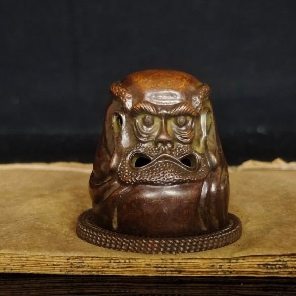 Antique Bronze Bodhidharma Master's Enlightenment Statue Zen Incense Burner Home Worship Tea Ceremony Tea Art Tower Incense Burner