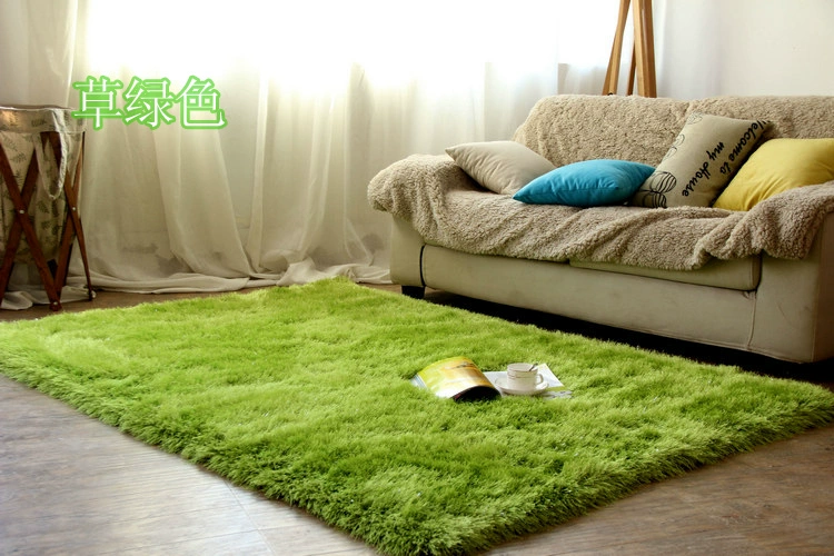 Đầu giường trải thảm lụa hình chữ nhật phòng ngủ bàn cà phê mat màu rắn mat cửa mat phòng khách tùy chỉnh ảnh thảm màu xanh lá cây - Thảm tấm trải sàn