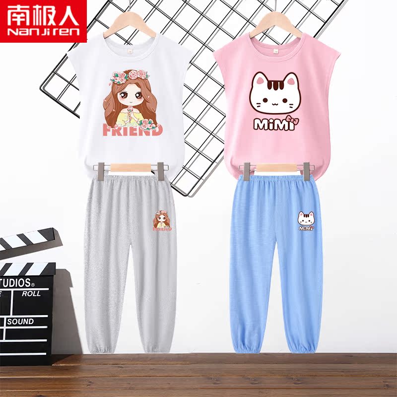 Ít Daisy Kids Cô gái mùa hè váy thiết lập năm 2020 mới 12 tuổi cô gái ngắn sleevechildren mùa hè hai mảnh bộ.