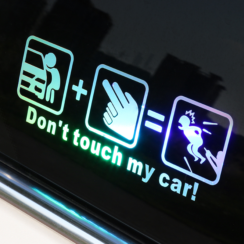 Don't touch my car Colorful personality car decoration car stickers Glass window creative text reflective cartoon stickers