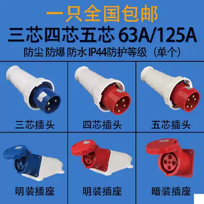 Waterproof aviation explosion-proof connector bright and concealed industrial plug socket 3 core 4 core 5 core 63A 125A IP67