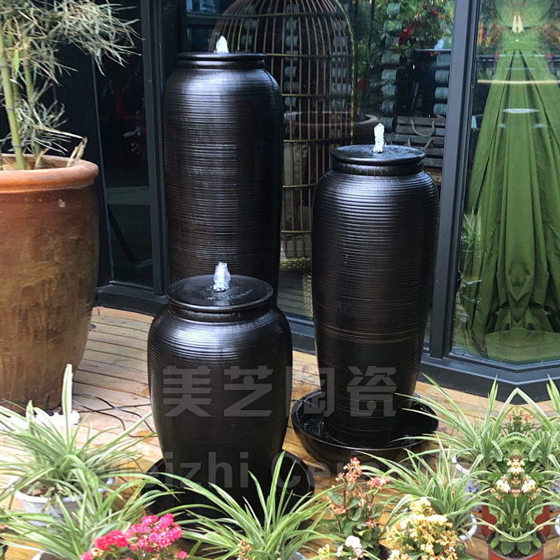 Pool Fountain Flowing Water Clay Pot Water Spray Large Vase Automatic Circulating Water Feature Spring Water Clay Jar Humidifier Ornament