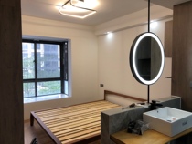 Ceiling hanging mirror suspended makeup mirror bathroom mirror hanging mirror hotel and B&B boom double-sided light-emitting LED
