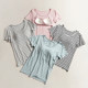 Short-sleeved T-shirt with chest pad women's summer bra cup integrated bottoming shirt Modal loose home service pajamas top