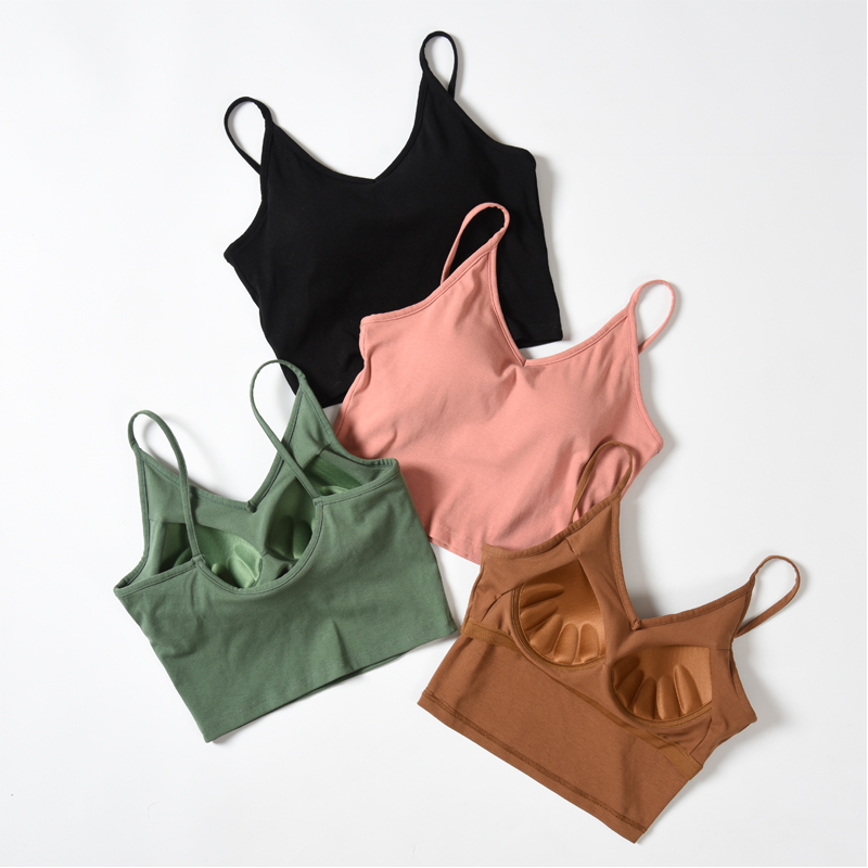 Beauty Back Harness Vest Woman With Chest Cushion Poly Inner Clown Net Red pure cotton inner lap Short Dew Navel Undershirt Dress 