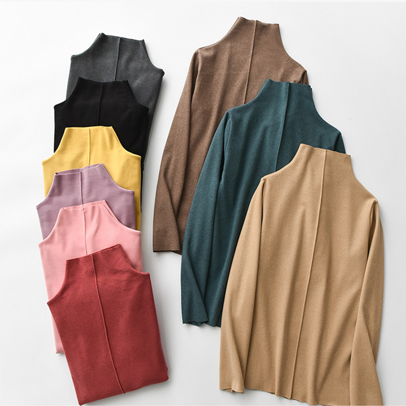 Mid-high collar plus suede thickened autumn clothes Women's autumn winter Decede Self-heating heating clothes Long sleeves T-shirt Bottoms Shirts