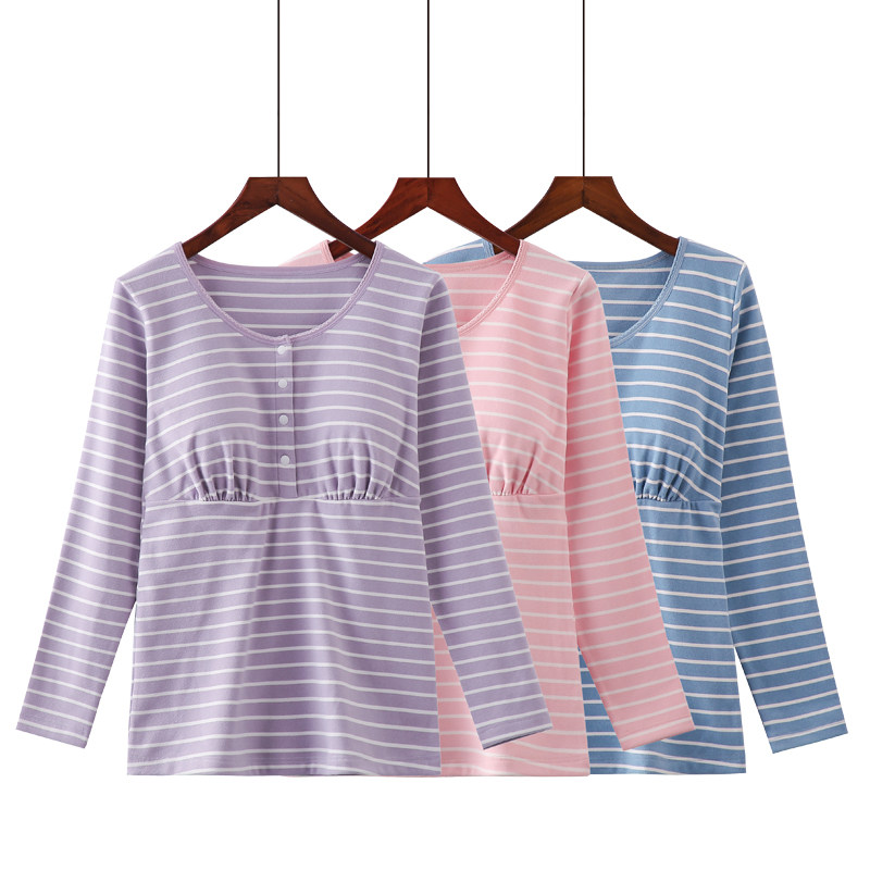 Pregnant Woman Fever Coat Woman Autumn/Winter Long Sleeve Laces Dressing Plus Suede Thickened Moon Subs Postnatal Breastfeeding Home