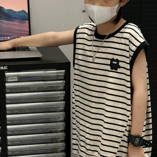 Тонкая детская майка для мальчиков, жилет для отдыха без рукавов, в корейском стиле, оверсайз