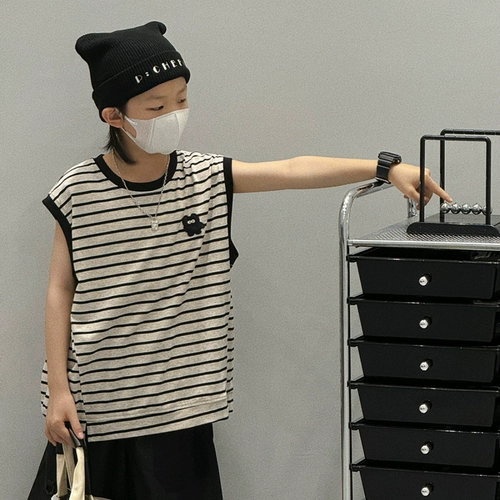 Тонкая детская майка для мальчиков, жилет для отдыха без рукавов, в корейском стиле, оверсайз