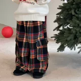 Детские штаны для мальчиков, удерживающая тепло детская зимняя альпака для отдыха, увеличенная толщина, свободный прямой крой