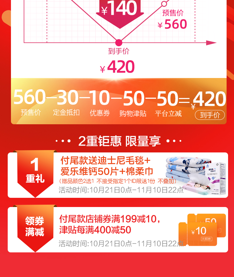拜耳旗下 爱乐维 孕妈必备 复合维生素 100片*2瓶 图2