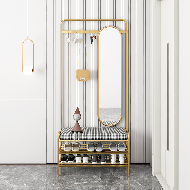 Nordic entry door home changing shoe stool hanger mirror integrated light luxury simple door entrance multi-functional shoe rack
