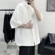 Japanese short-sleeved shirt men's trendy version summer handsome Hong Kong style bf loose solid color student versatile half-sleeved shirt jacket