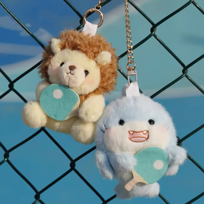 2026 Macau World Cup Cartoon Plush Pendant Table Tennis Doll Peripheral Shark Lion Toy for Girls