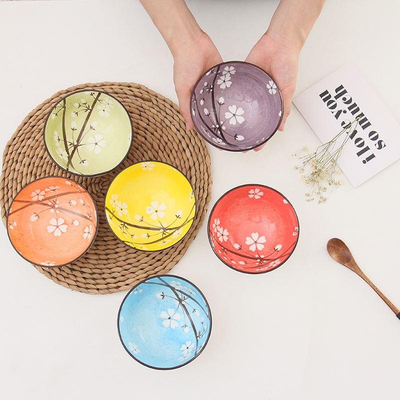 4 5 inch Japanese underglaze color creative ceramic rice bowl household rice bowl salad bowl small fresh tableware set