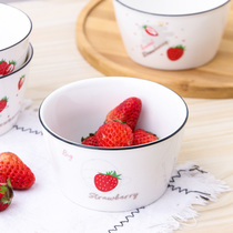 Day Style Home Ceramic Rice Bowls Single Cute Mesh Red Personality Girl Hearts Creative Nordic Rice Bowls Cutlery Suit