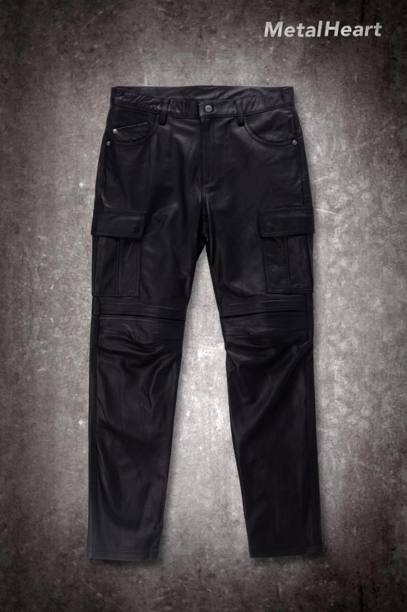 Mental heart Metal Heart Harley Style Heavy Locomotive Riding Leather Pants Bull Leather Retro