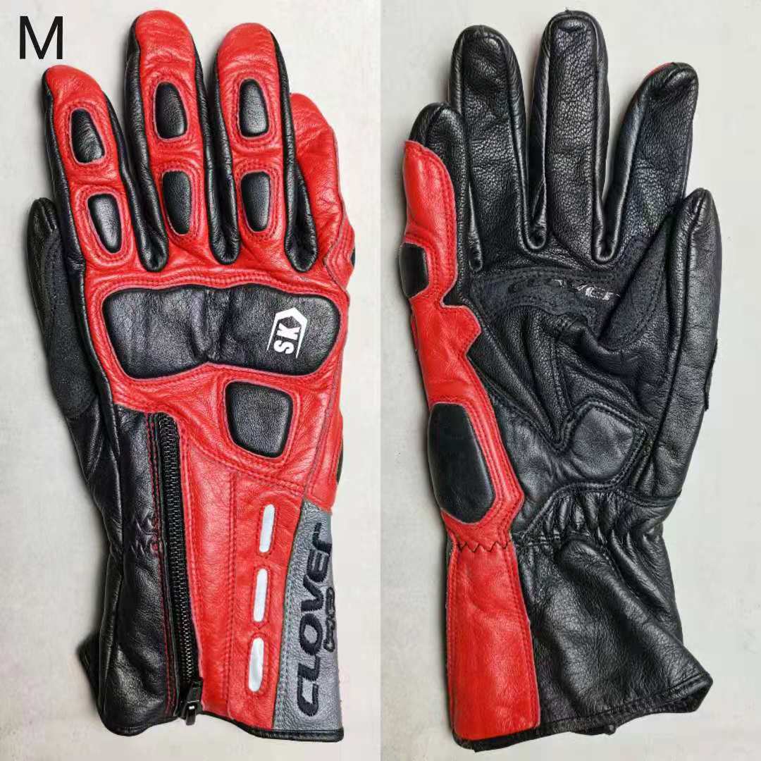 Single-locomotive riding gloves Halle retro imported mountain goat leather calf leather anti-fall racing tension Summer -7