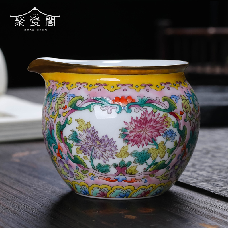 Jingdezhen ceramic kung fu tea set handmade hand-painted pastel enamel color Gong Road Cup Tea Tea Tea Sea uniform Cup