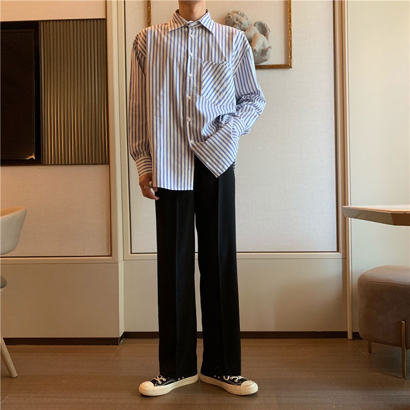 Spring Summer Pituality Pants Men's Straight Barrel Loose Port Wind Pendant Korean version wide pants suit Drag ground pants Male damp 100 hitch