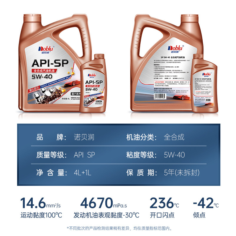Nobel Run National Vi Fully Synthetic Engine Oil Api Sp Grade 5W40 Car Maintenance Lubricant 5L Official Genuine Product