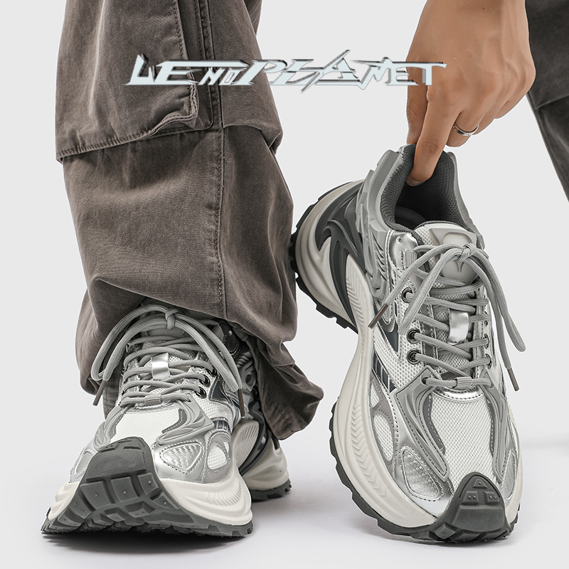 Rattlesnake Silver Dad Shoes for Men 2026 Spring Versatile Thick-Soled Height-Increasing Couple Outdoor Sports Casual Running Shoes Trendy