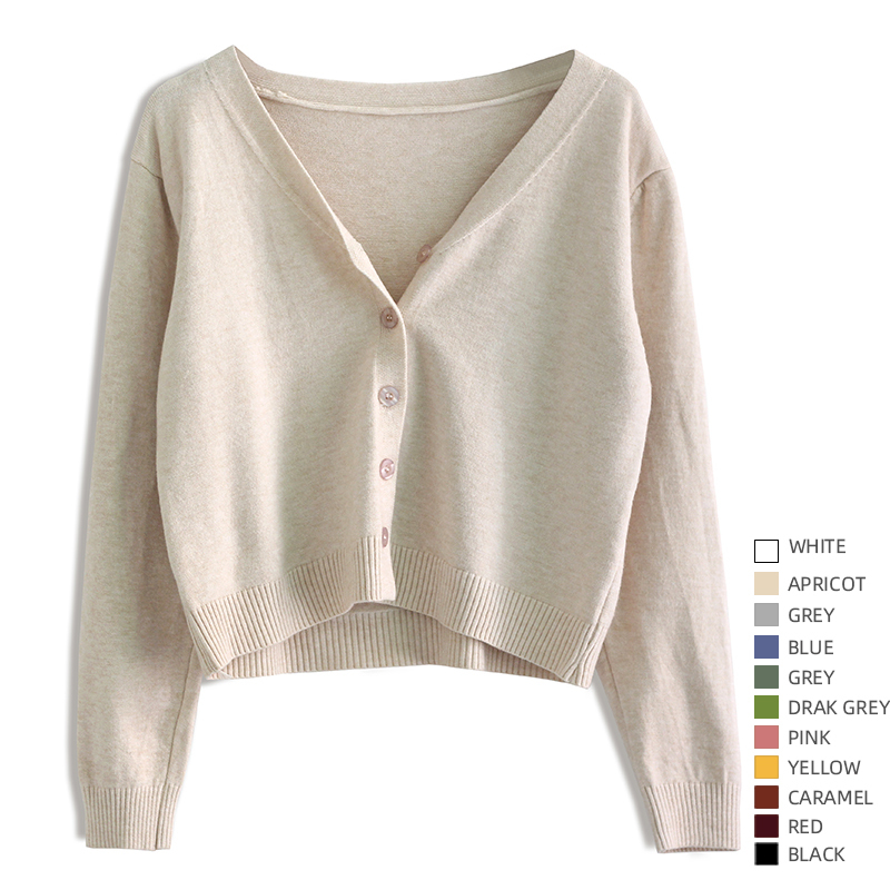 Early Spring Gentle Style Outfit High-Waisted Petite Top 2026 Simple V-Neck Knitted Cardigan Women's Short Jacket