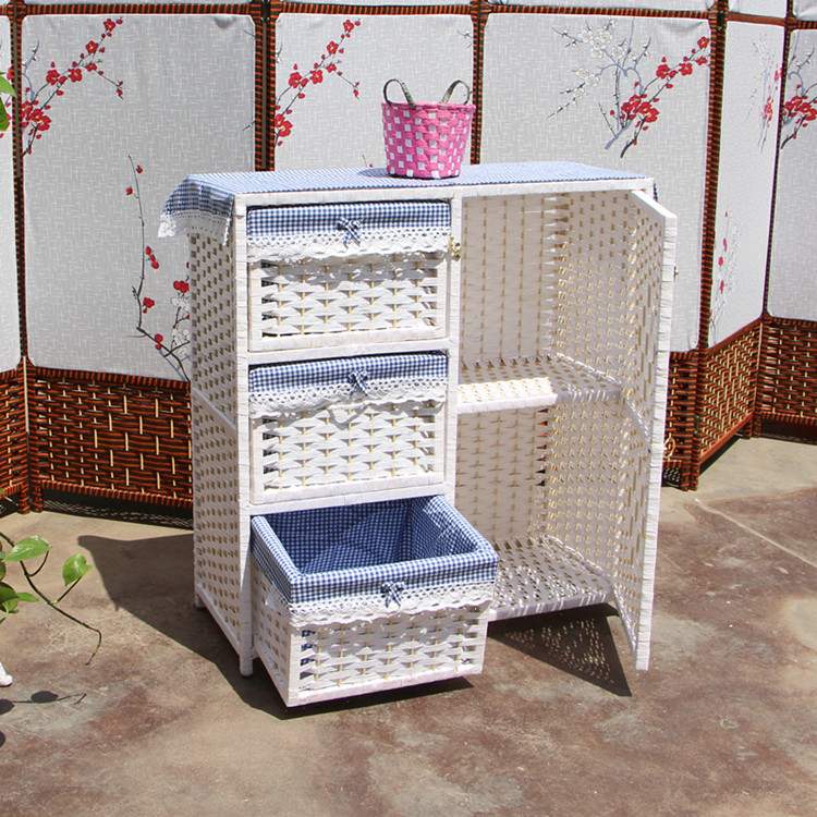 Bedside table rattan economical simple modern storage cabinet baby solid wood bedside small cabinet bedroom locker