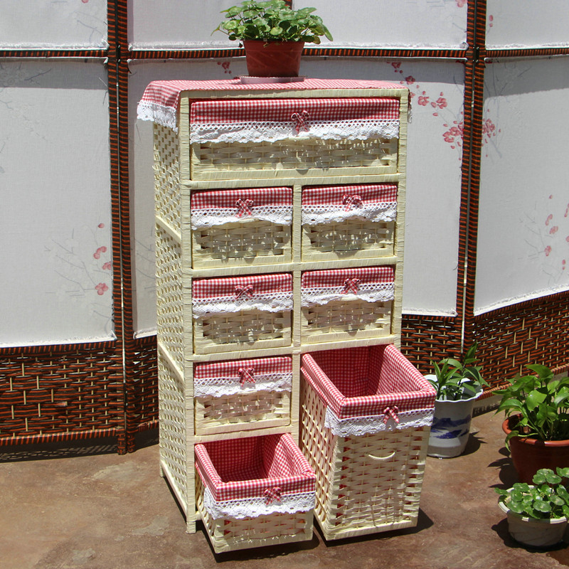 Storage cabinet rattan bedside cabinet simple modern bedroom cabinet bedside dormitory small cabinet simple whole locker