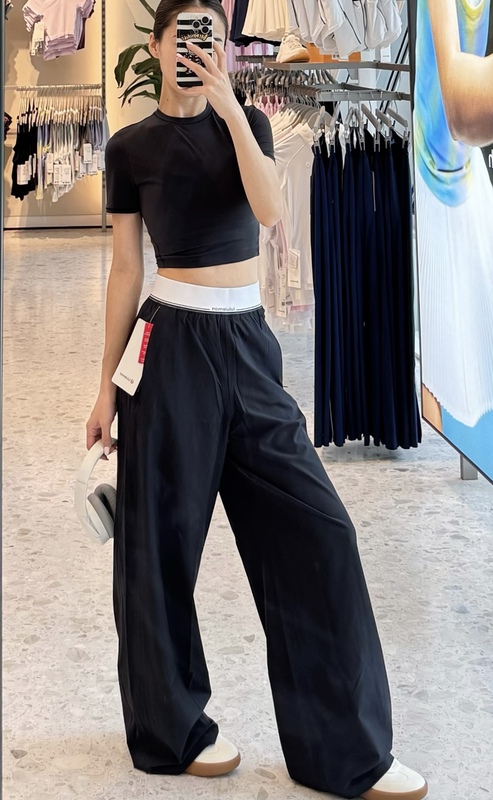 Lululemon Australian Store Swift Logo Waistband Sports Casual Pants Loose Wide-Leg Pants