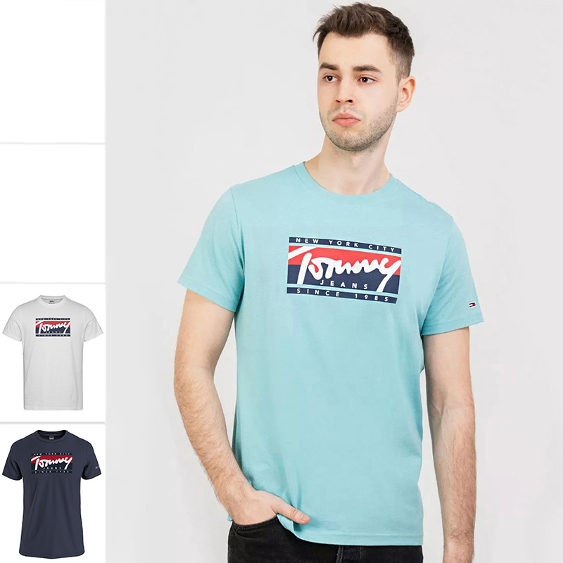 Tommy Jeans Tommy Hilfiger Men's Lettered Round Neck Short Sleeve T-Shirt Dm0Dm13250
