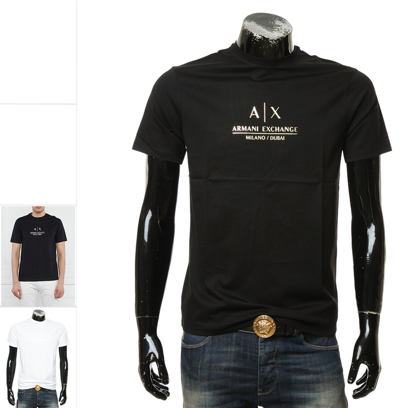 Armani Exchange Ax Armani Men's Letter-Printed Short-Sleeved Round-Neck T-Shirt 3Lztnb Zj9Az