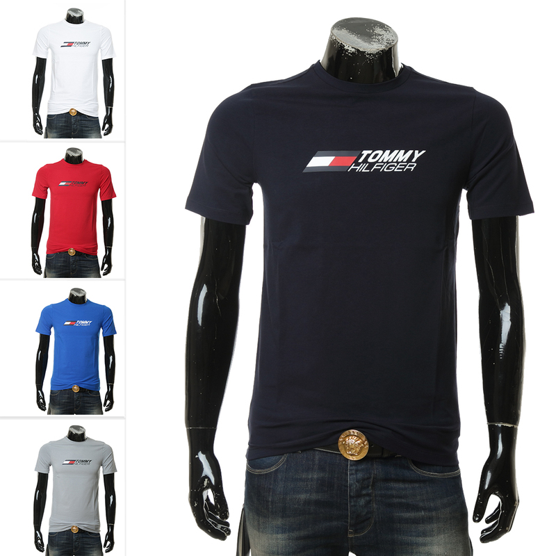 Tommy Hilfiger Men's Contrast Color Logo Print Short Sleeve T-Shirt Mw0Mw17282