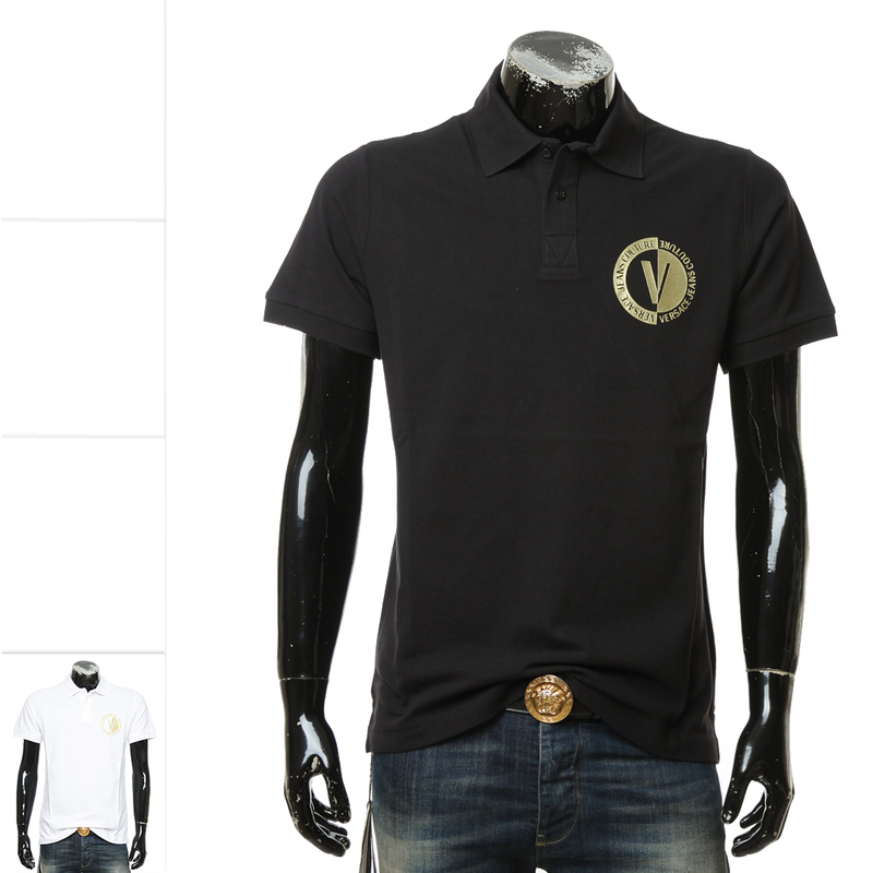 Versace Jeans Vj Versace Trendy Luxury Brand Gold Label Men's Short Polo Shirt 74Gagt10 Cj01T
