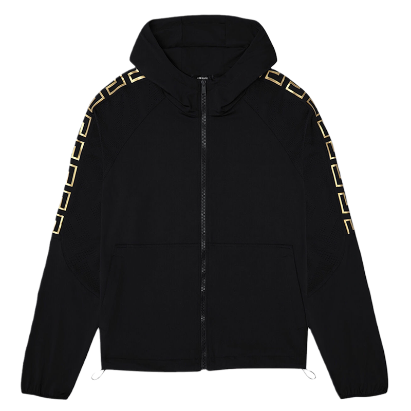 Versace Men's Fashionable Luxury Gold-Stamped Logo Hooded Jacket 1003740 1A03773