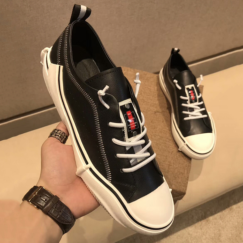 European station trendy men's shoes 2022 summer leather breathable skateboard shoes men's white shoes Korean version all-match fashion casual shoes