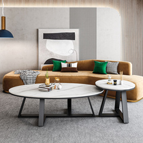 Nordic Rockboard Tea Table Light Extravagant Modern Small Family Style Living Room Home Tea Table Extremely Minimalist Oval Tea Table Edge a few