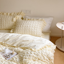 (homestead) bedroom cream yellow tone pure cotton double large bed product four pieces of covered agaric side washed cotton YU