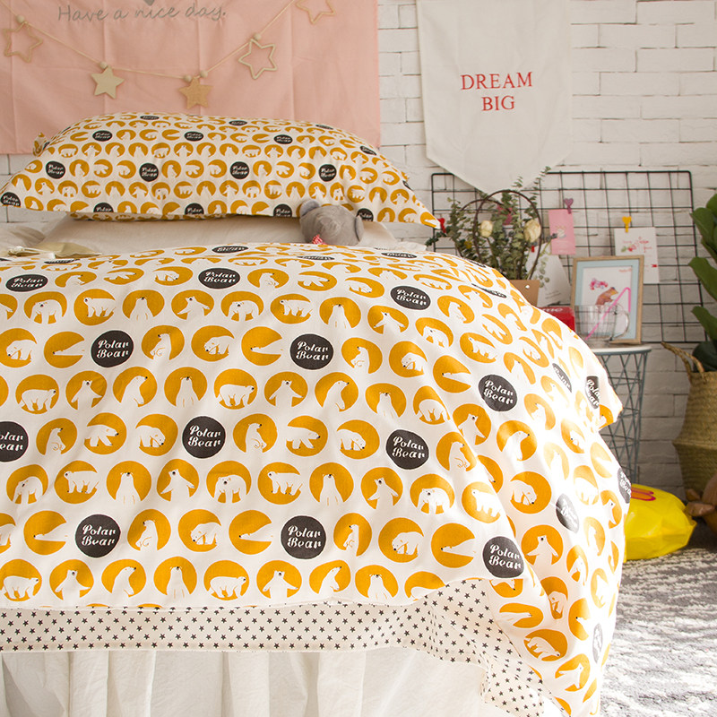 (Home Pose) Fried Chicken Cute Girl Hearts Pure Cotton Three Style Single Beds Bedding 1 2m Med Bedsheets BJ