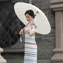 April Chronicle Floating business 30s Retro Republic of China Wind summer stripes Striped Broadsheet New young Banner Gown