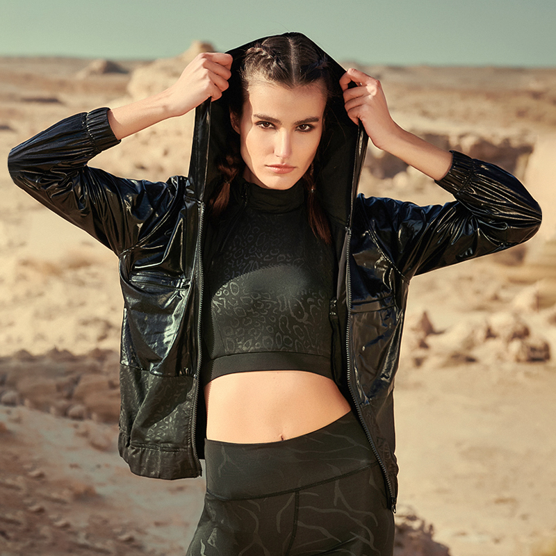 Sportwear women summer zipper jacket loose cap casual tops fitness running coat wear outside