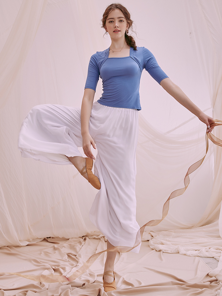 High waist loose wide leg pants thin Chiffon double layer body national clothing modern classical dance dance practice pants