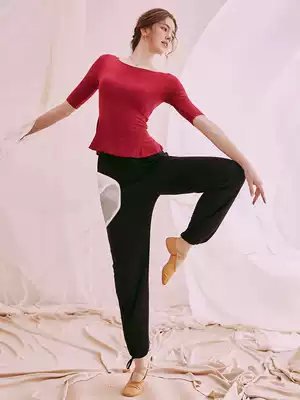 Dance pants women's bunched feet wide leg pants autumn and winter New High waist slim lob pants modal pants