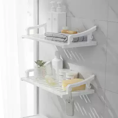 Powder room bathroom toilet rack wall-mounted toilet storage layer shelf-free punch wash table suction Wall towel rack