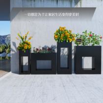 Outdoor wrought iron stainless steel combination flower box flower box flower trough simple metal rust proof flower shop outside the sales department Flower Pool Flower Pool