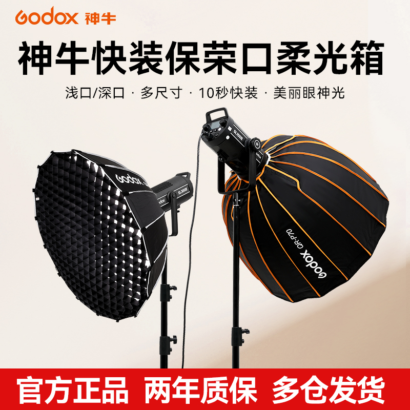 Godox QR-PT70 90 120cm 深浅パラボリックソフトボックス グリッドソフトカバー 傘型 ポータブル 屋外 クイックインストール ソフトカバー Baorong バヨネットソフトボックス 写真撮影用ランプシェード
