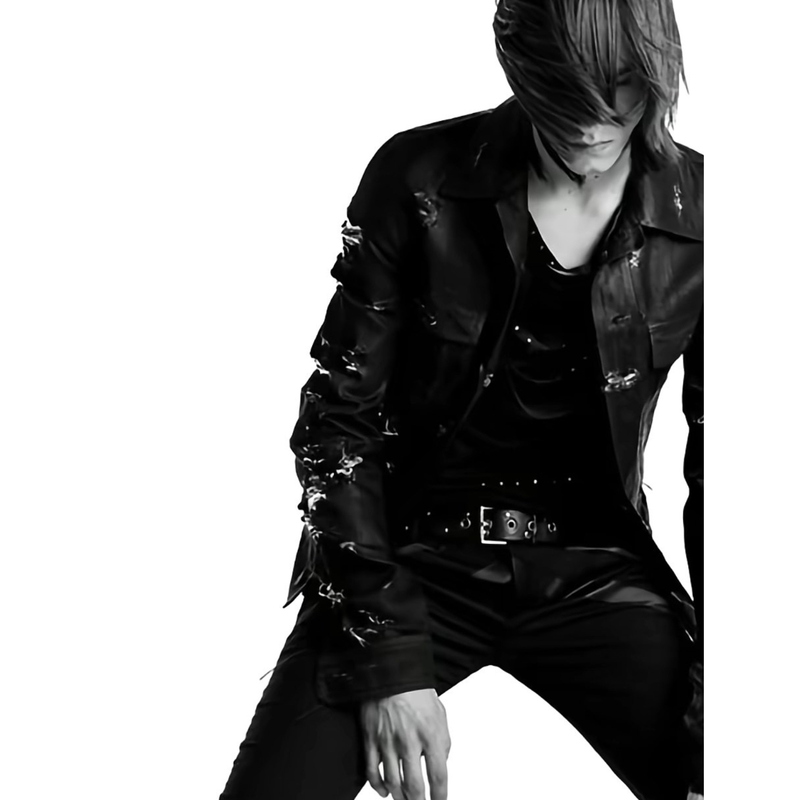 Dhss04 Strip Waxeddestroyed Jacket Vinyl Destruction Slim Fit Jacket Hediboy